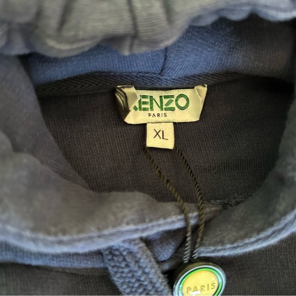 Kenzo Paris Vintage Navy Pullover Logo Hoodie Sweatshirt Embroidered Tigers XL - Picture 14 of 16